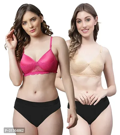 Stylish Cotton Bra and Panty for Women Pack of 2-thumb0