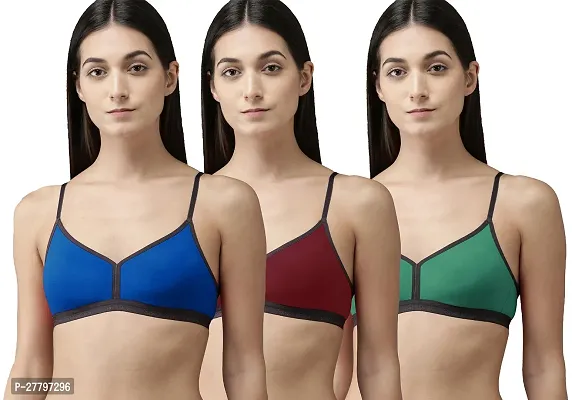 Stylish Multicoloured Cotton Solid Bras For Women