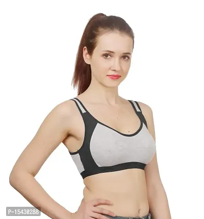 Women Cotton Non Padded Non-Wired Sports Bra-thumb2