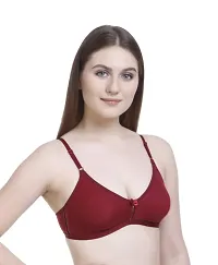 Women?s Cotton Lycra Blend Bra, Regular Everyday Bra|Full Coverage Bra|Soft and fine Quality Fabric with Solid Work Mold fom_Purple::Light Blue::Maroon_32-thumb2