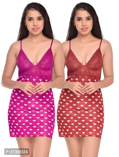 Stunning Multicolor Designed Babydoll Dress Pack of 2-thumb0