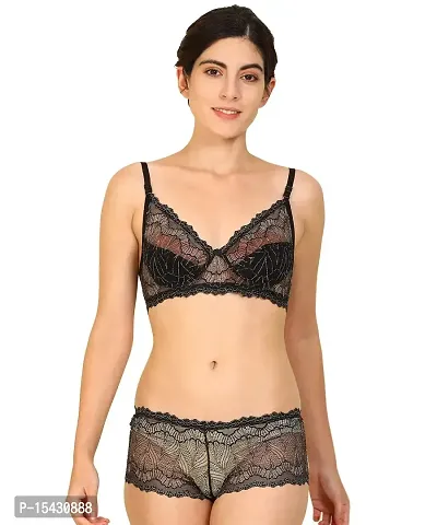 Buy Women?s Net Lace Bra Panty Set, Lingerie Set for Women