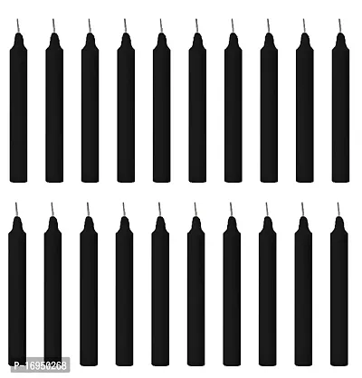 Kigs Enterprise Pack of 20 Pcs 5 Inch 14 mm Premium Black Taper Candles, Black Spell Candles, Black Stick Candles (Pack of 20 Pcs 14mm 5 Inch, Black)-thumb0