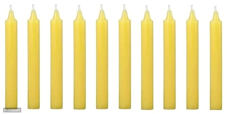 Pack of 10 Pcs 5 Inch 14 mm Premium Pure Yellow Taper Candles, Yellow Spell Candles, Yellow Stick Candles (Pack of 10 Pcs 5 Inch 14mm, Yellow)-thumb0