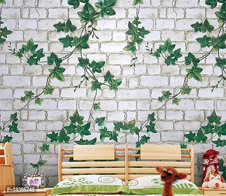 Self adhesive wallpaper sticker brick leaf pattern for wall decoration(300 x 45 cm)-thumb4