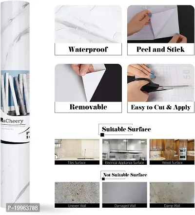 Kitchen cabinets Marble Wallpaper Oil Proof Waterproof Floor Tiles Stickers Waterproof Wall Paper for Home and Kitchen Decor-thumb3