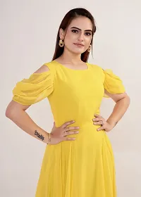 Beautiful Georgette Yellow Flared Gown For Women-thumb3