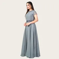 PINK LIGHT Women Georgette Maxi Anarkali Gown Dress (Grey, 3XL) (Karina)-thumb1