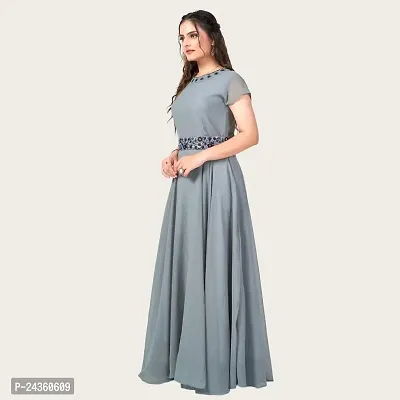 PINK LIGHT Women Georgette Maxi Anarkali Gown Dress (Grey, 3XL) (Karina)-thumb2