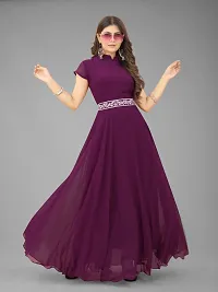 Beautiful Georgette Purple Flared Anarkali Gown For Women-thumb4