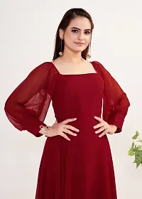 Beautiful Georgette Maroon Flared Gown For Women-thumb4