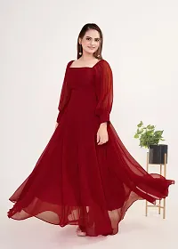 Beautiful Georgette Maroon Flared Gown For Women-thumb3