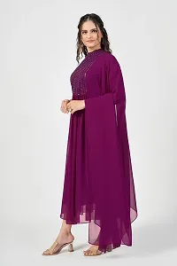 Label D11 Womens Georgette Embroidered Maxi Anarkali Gown Dress-thumb2