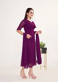 Indo-western Magenta Georgette Gown-thumb2