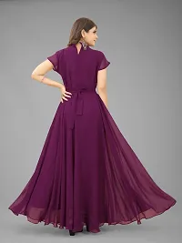 Beautiful Georgette Purple Flared Anarkali Gown For Women-thumb1