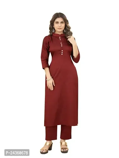 LABEL D11 Women's Art Silk Kurta with Pant | Casual  Party Wear Dress with Elegant Design | Traditional Ethnic Dress for Beautiful Looks-thumb0