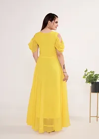 Beautiful Georgette Yellow Flared Gown For Women-thumb1