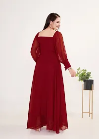 Beautiful Georgette Maroon Flared Gown For Women-thumb1