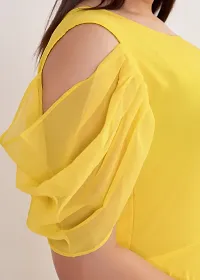 Beautiful Georgette Yellow Flared Gown For Women-thumb4