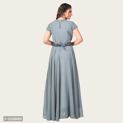 PINK LIGHT Women Georgette Maxi Anarkali Gown Dress (Grey, 3XL) (Karina)-thumb4