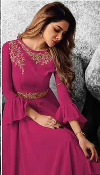 Beautiful Georgette Pink Flared Anarkali Gown For Women-thumb2