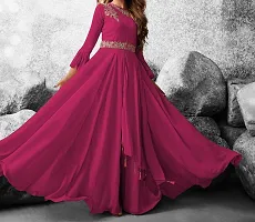 Beautiful Georgette Pink Flared Anarkali Gown For Women-thumb4
