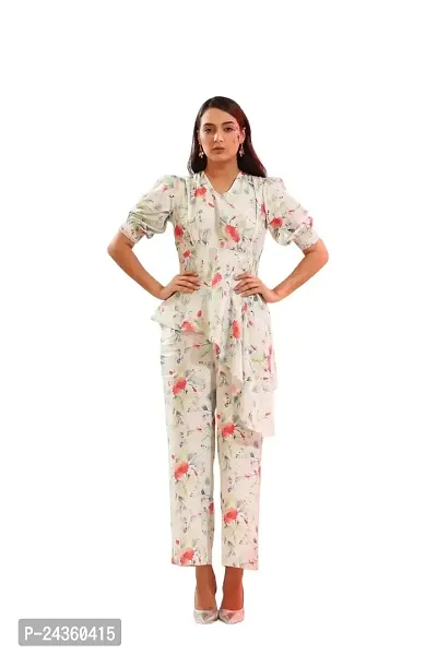 LABEL D11 Women's Cotton Regular Fit Floral Printed Top and Plazzo Co-ord Set with Elegant Design | Super Soft Comfortable Daily  Casual Wear Trendy Eye-Catchy Outfit (COD-34_M_Multicolor)-thumb0