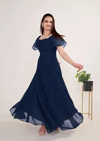 Beautiful Georgette Navy Blue Flared Gown For Women-thumb3