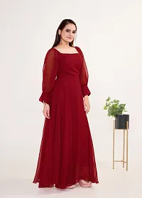 Beautiful Georgette Maroon Flared Gown For Women-thumb2