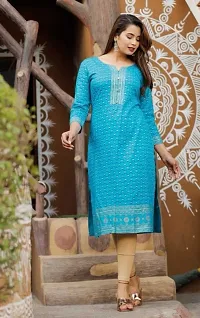 Attractive Blue Solid Viscose Rayon Straight Kurta For Women-thumb2