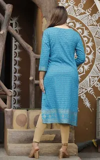 Attractive Blue Solid Viscose Rayon Straight Kurta For Women-thumb1