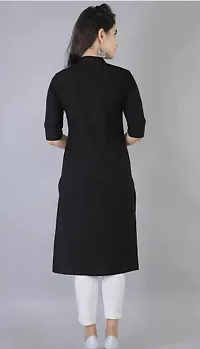 Attractive Black Solid Cotton Straight Kurta For Women-thumb1