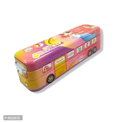 School Bus Pencil Compass Box for Kids with Moving Tyres and pull to string for Kids-thumb0