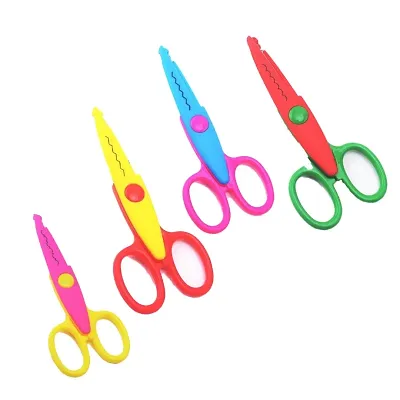 Scissors for Art and Craft Zigzag Paper Cutting for School Stationery Border Edge Decoration Paper Shaper Scissors PACK OF 4