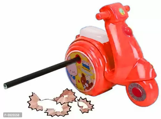 Cute Cartoon Scooter Shaped Manual Color Pencils/Pencil Sharpener for Toddlers, Table Sharpener Machine School Stationary Gift for Kids-thumb0