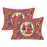 Serene Decor? Jaipuri Bedsheet 160 TC Single Bed Cotton Bedsheet and 1 Pillow Covers, Plain Premium, Platinum Superior Elegant (63 X 90 inches) (AE2369_Red)-thumb2