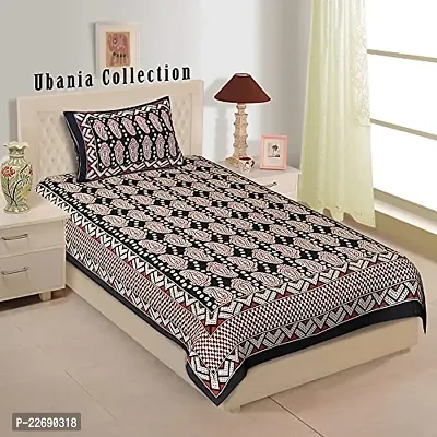 Serene Decor? Jaipuri 160 TC Single Bed Cotton bedsheet and 1 Pillow Covers, Plain Premium, Platinum Superior Elegant 63 X 90 inches(AE2407_Black)-thumb2