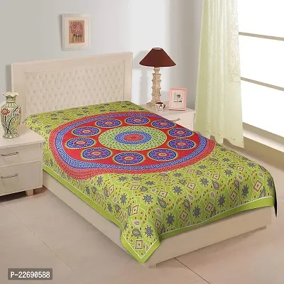 Serene D?cor Jaipuri Bedsheet, Cotton Single Bedsheet with 1 Pillow Covers (63 x 90 inches) (Multicolor)