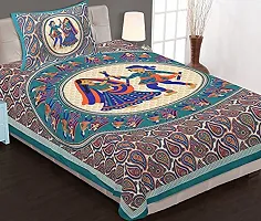 Serene Decor? Jaipuri Single Bedsheet, 160 TC Single Bed Cotton Bedsheet and 1 Pillow Covers, Plain Premium, Platinum Superior Elegant (63 X 90 inches) (AE2371_Sky Blue)-thumb3