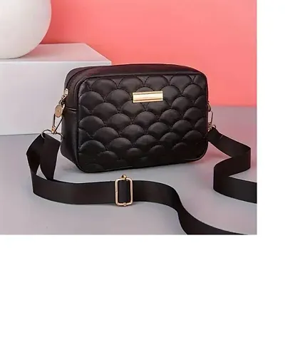 Trendy PU Solid Sling Bags with Coin Purse