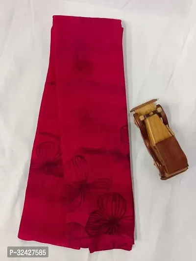 Elegant Red Georgette Printed Saree With Blouse Piece For Women