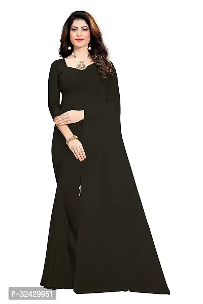 Elegant Black Pure Georgette Solid Saree With Blouse Piece For Women