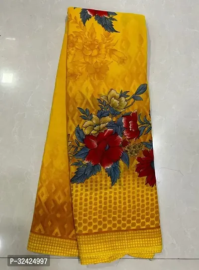 Elegant Yellow Georgette Printed Saree With Blouse Piece For Women-thumb0