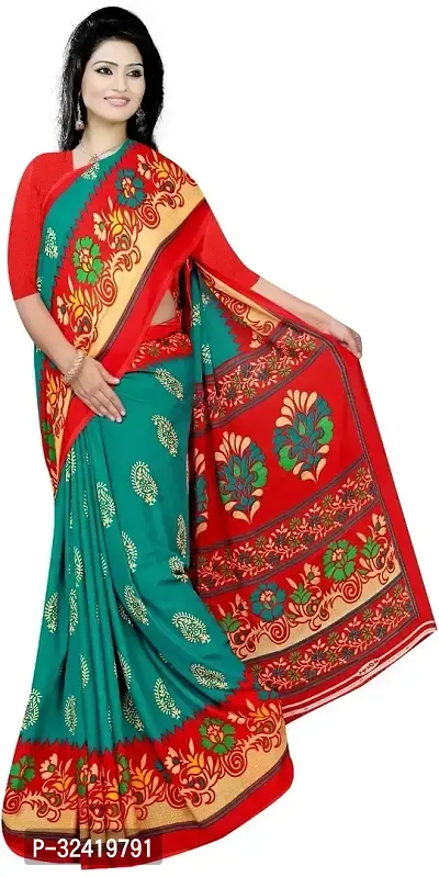 Stylish Multicoloured Georgette Printed Saree with Blouse piece For Women-thumb0