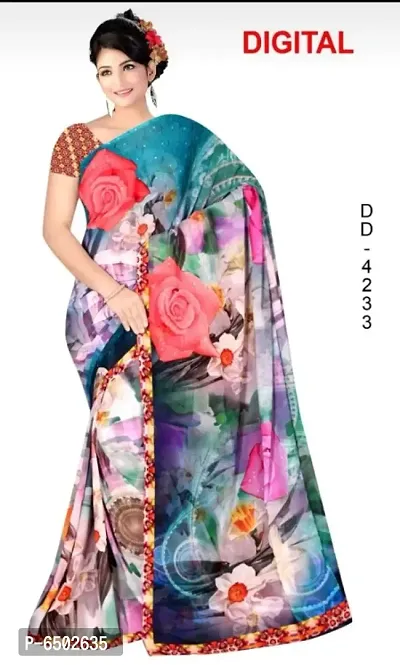 Digital print multicolor georgette sarees-thumb0