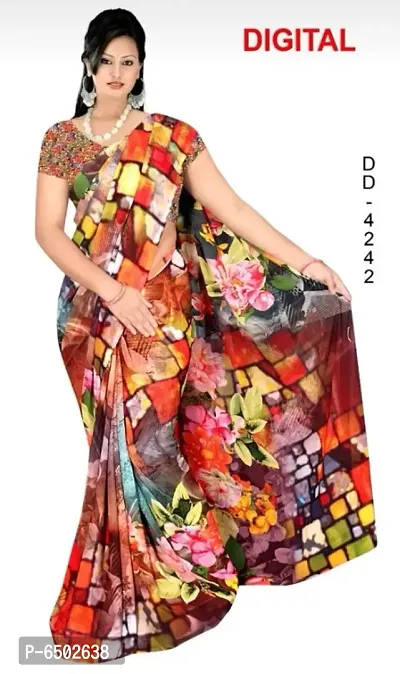 Digital print multicolor georgette sarees-thumb0