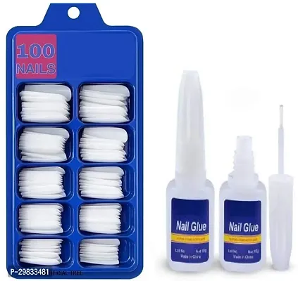 Classic Artificial Nails With One Glue Packet Pack Of 100 Nails-thumb0