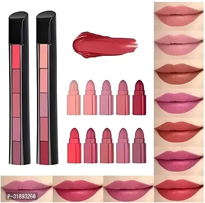 Long Lasting Matte 5 in 1 Lipstick Pack of 2