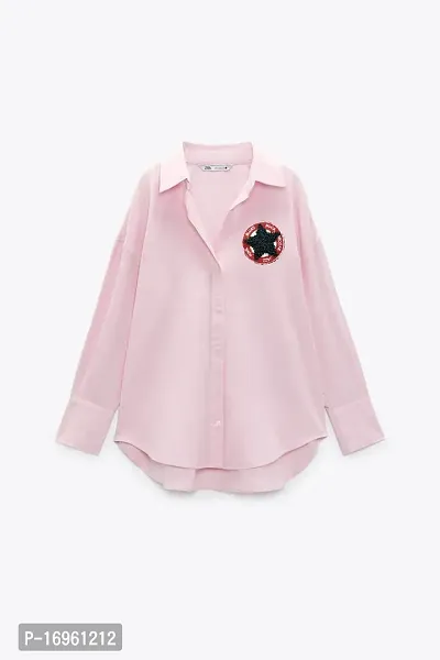 Elegant Pink Cotton Solid Shirt For Women