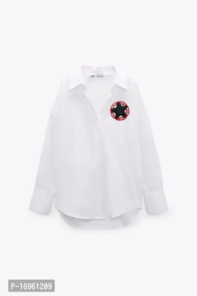 Elegant White Cotton Solid Shirt For Women-thumb0